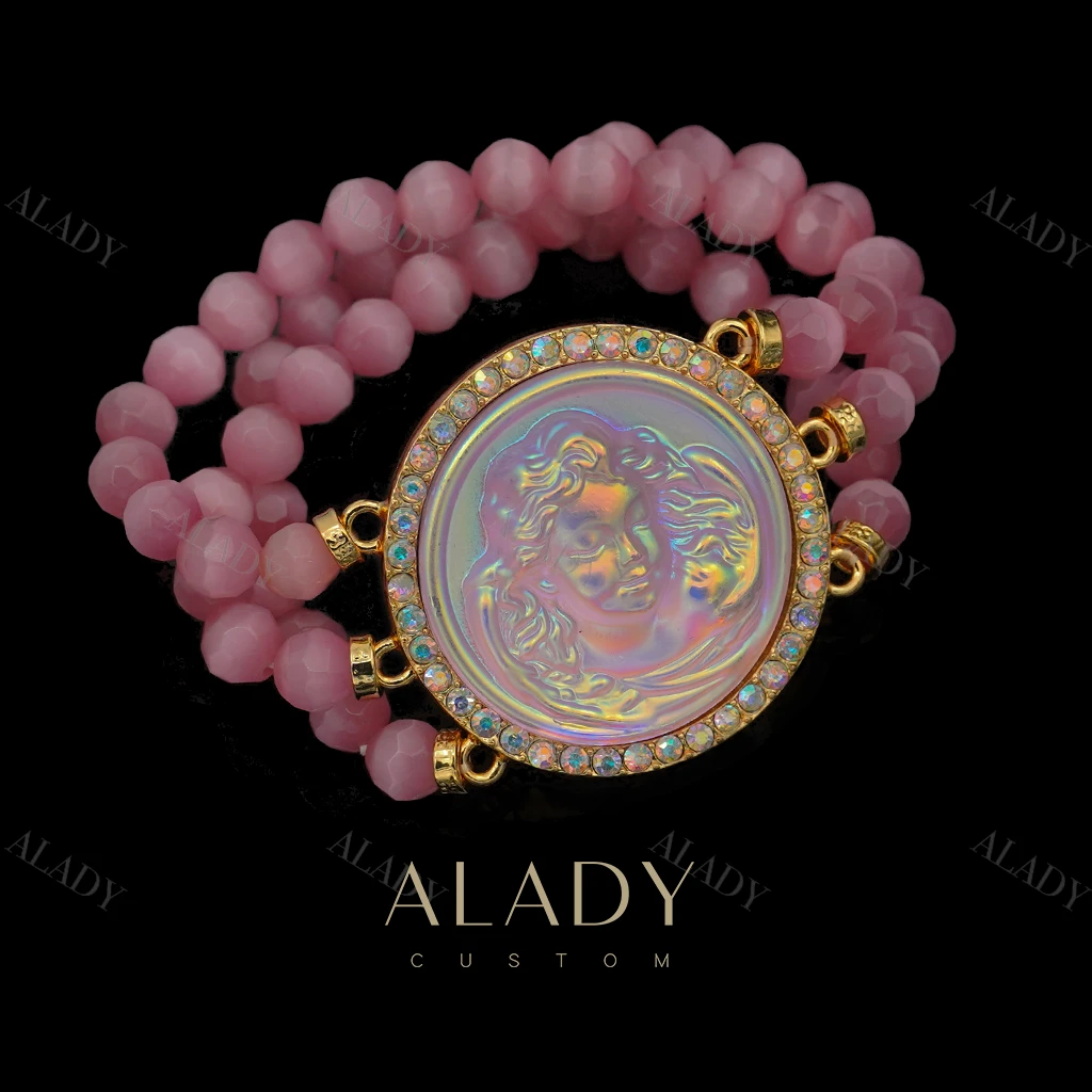 合金合成锆石手链 KF爱丽丝童话系列多层粉色手手链-GC3222