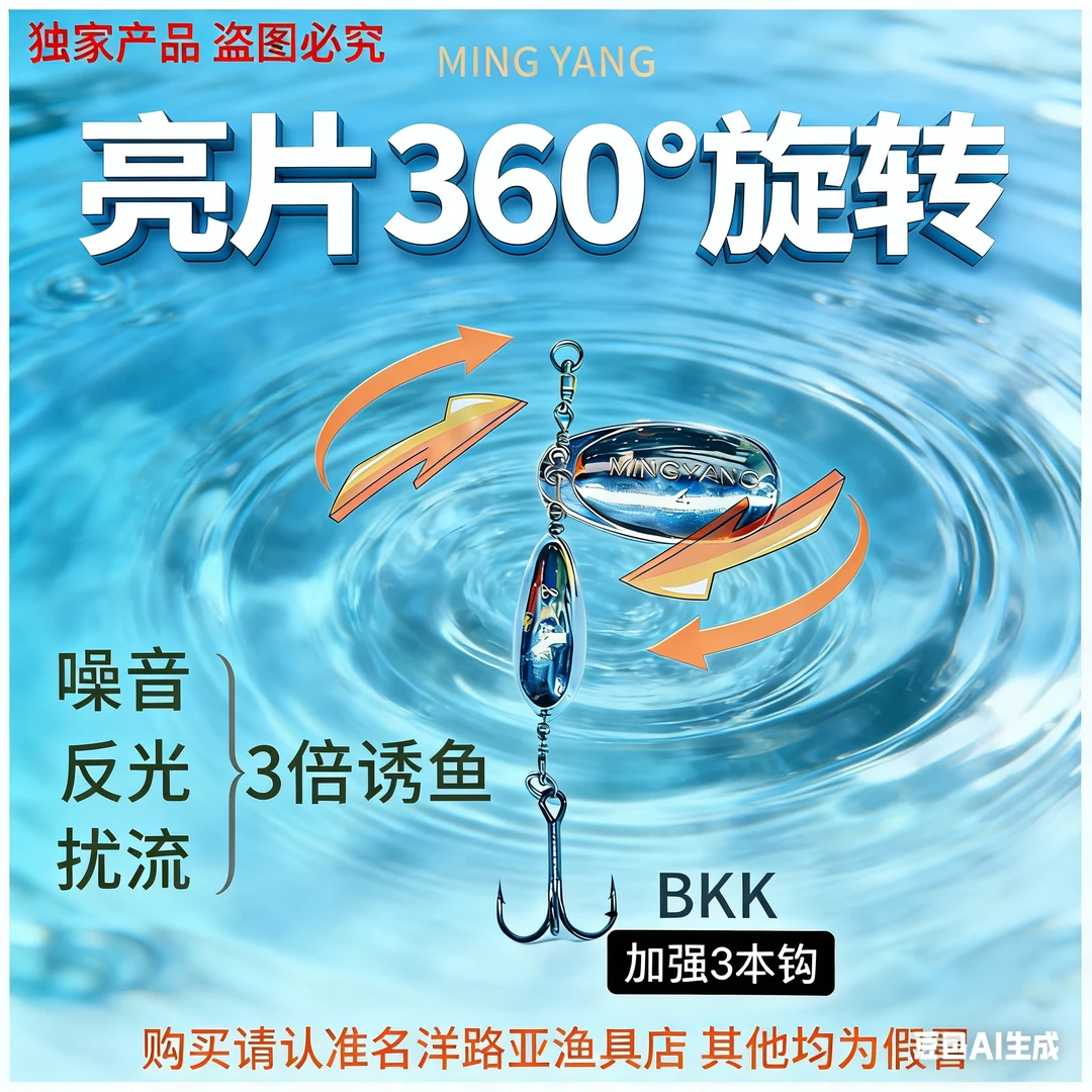 新上市路亚飞旋亮片独家设计手工制作一套5枚送饵盒雅罗狗鱼细鳞