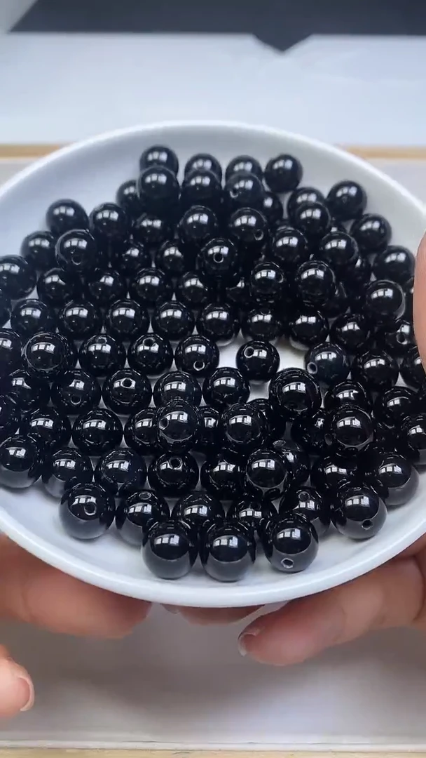 未镶嵌散珠玛瑙/玉髓B352 黑玛瑙10mm20颗12元