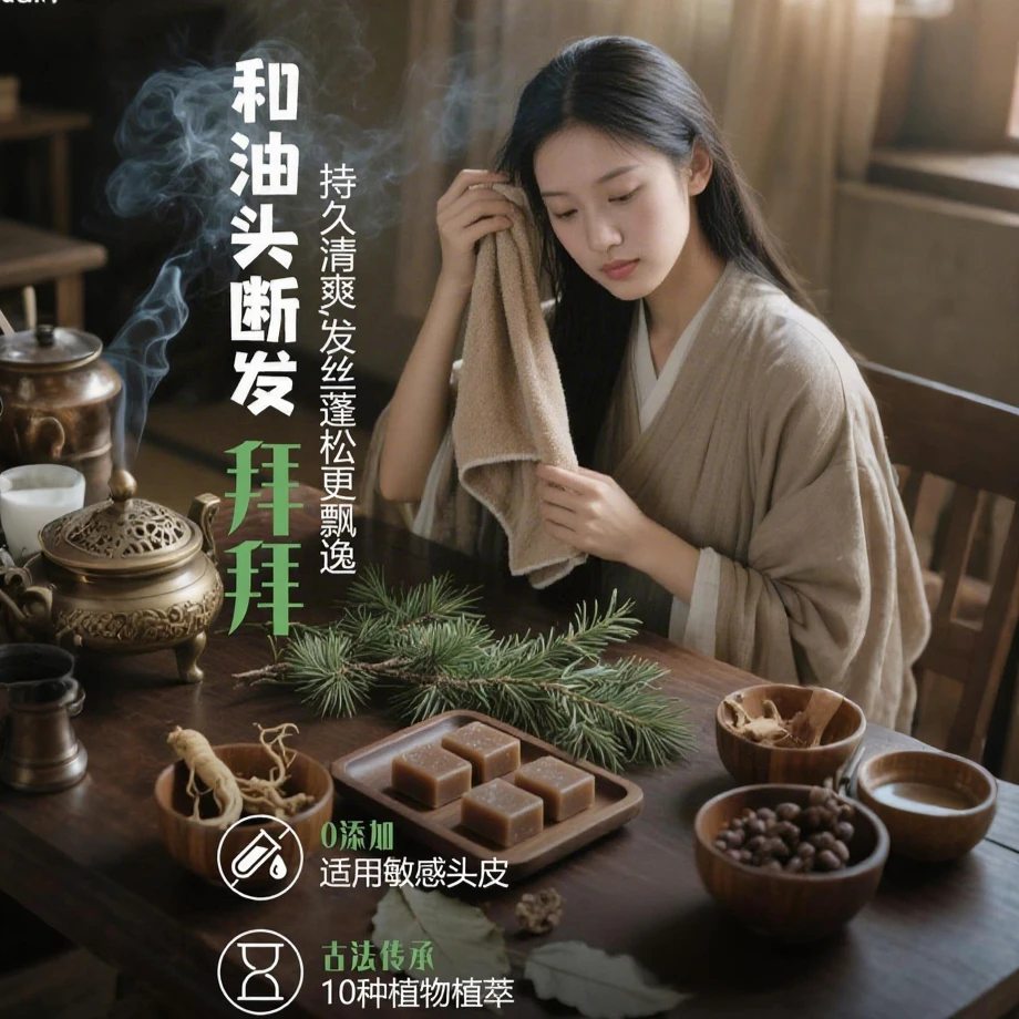 【好物精选】植物萃取何首乌侧柏叶草本养护发控油无硅油去屑洗发皂
