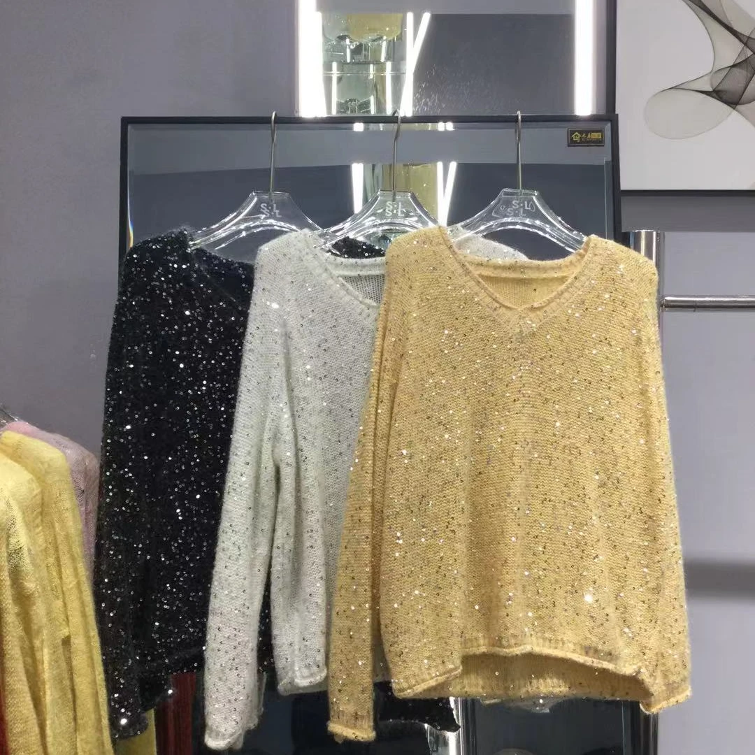 王姐专属-2025春季新品V领重工钉珠针织衫【十里-】
