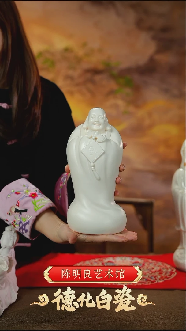 摆件瓷橄***国陈明良白瓷