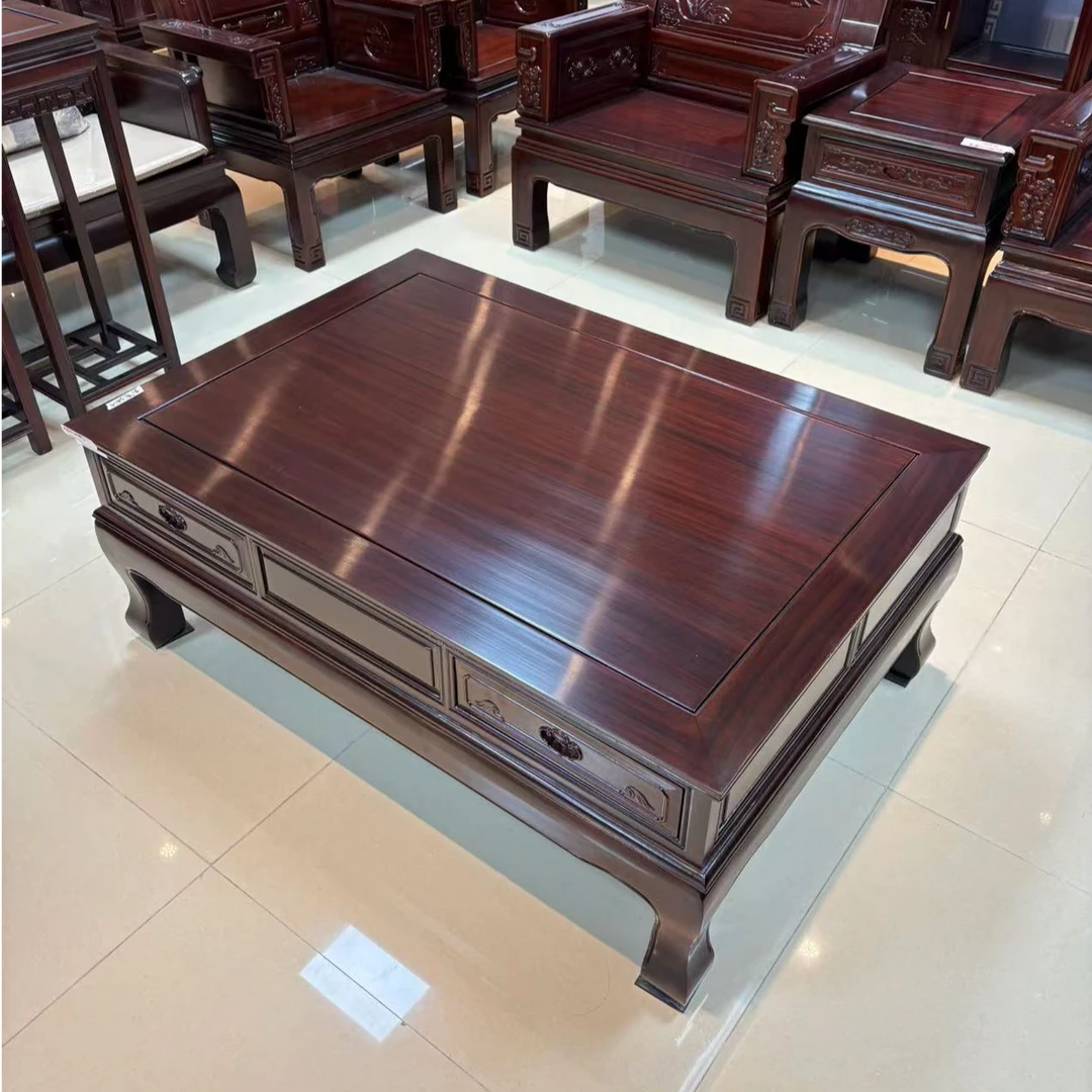 酸枝木如意四抽沙发平几尺寸：长128*宽88*高50