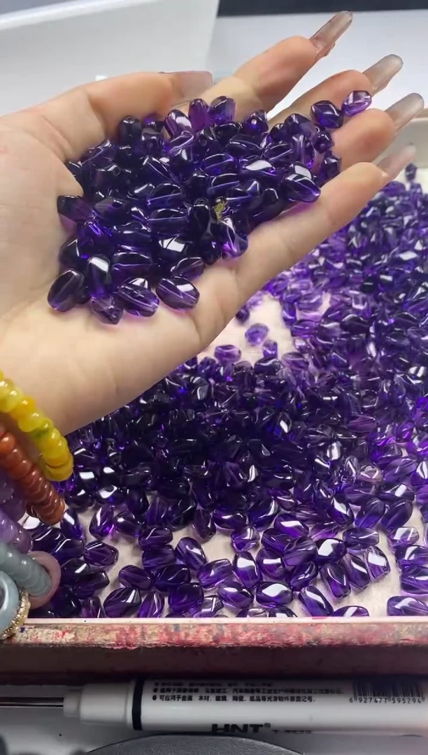 【闪购商品】水晶颈饰未镶嵌w2339紫水晶扭扭珠9*6mm*10颗