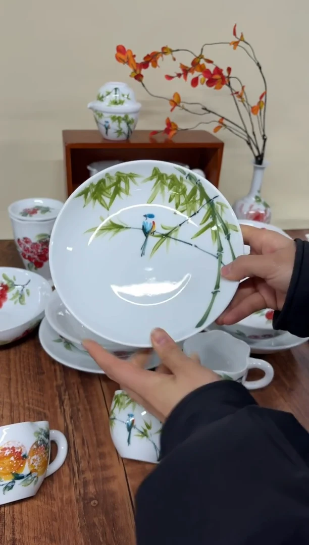 景德镇手绘釉中彩（食品级）浅盘