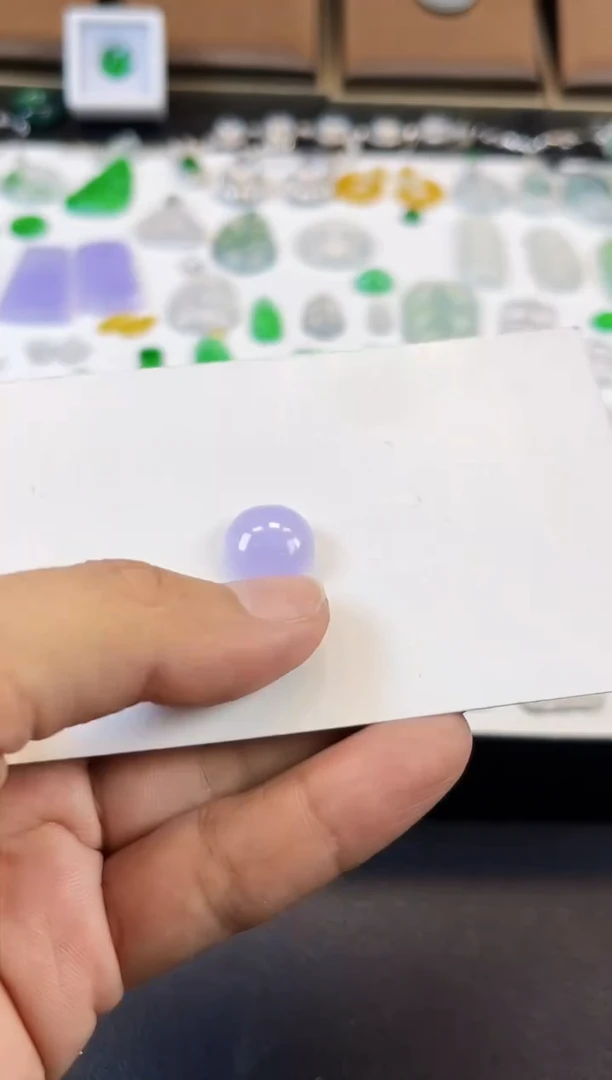 翡翠裸石FT059缅甸A货翡翠紫罗兰蛋面