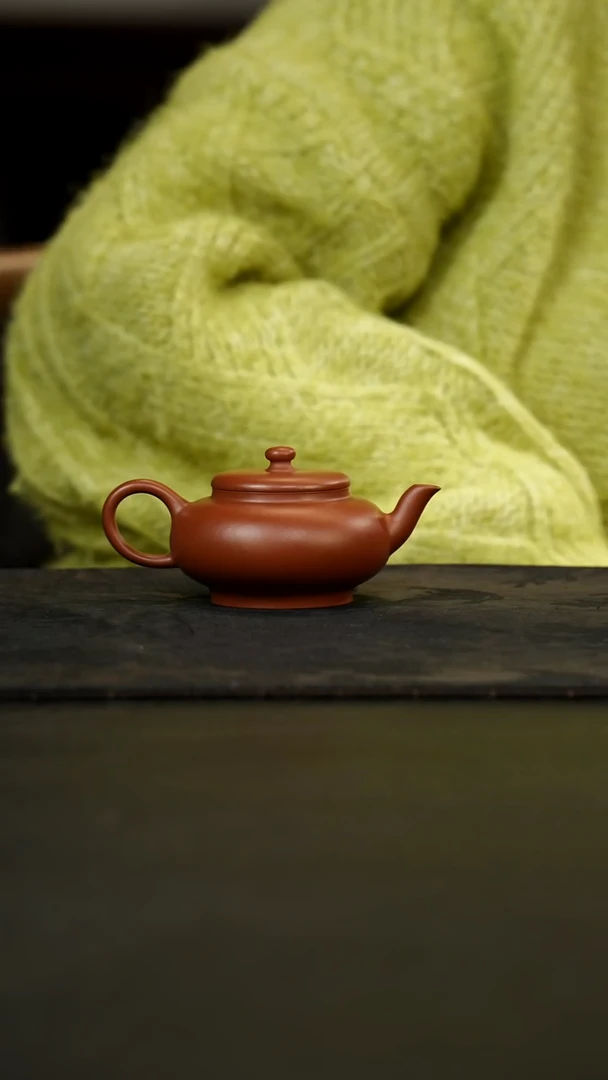 茶壶紫砂扁灯朱泥130cc
