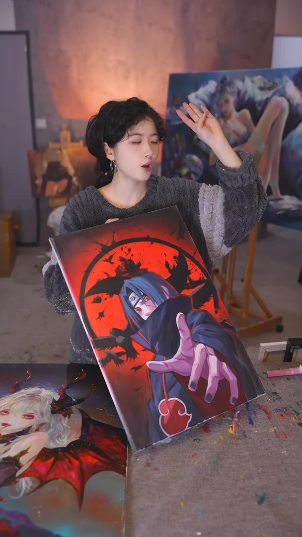 【闪购商品】油画宇智波鼬丙烯画纯手绘不加