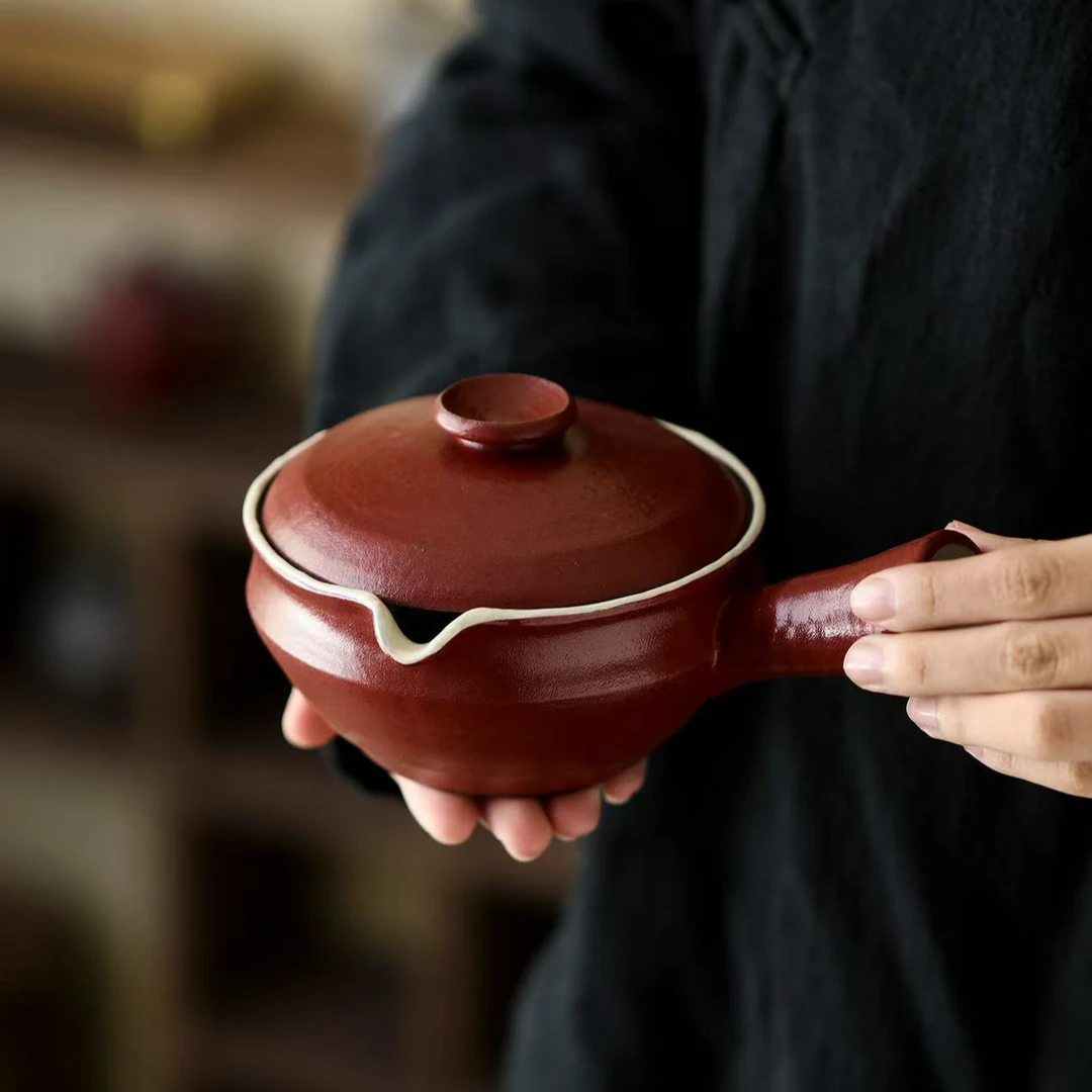 圆韵侧把防烫家用中式创意陶瓷带盖大号大容量泡茶器茶炉煮茶器
