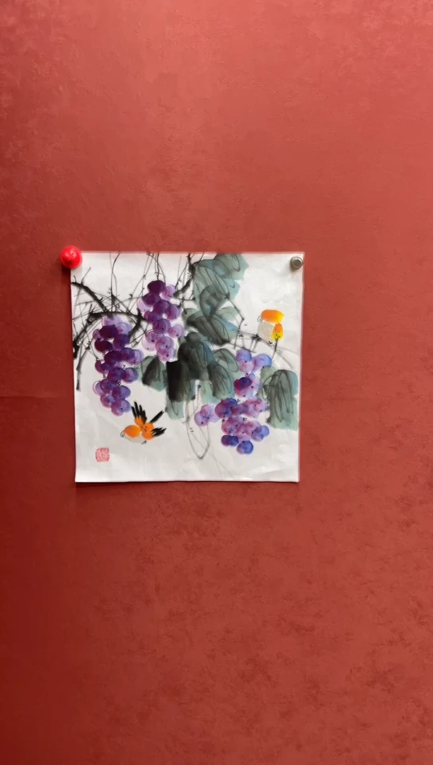 国画纯手绘一尺斗方花鸟