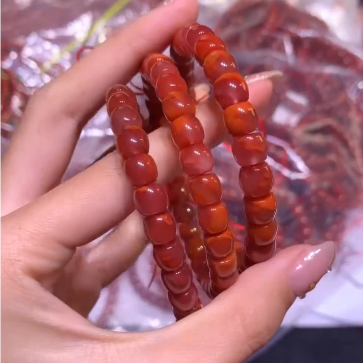 【逍遥】南红玛瑙火焰纹直切珠手串*TMH/09/多样性发/1件