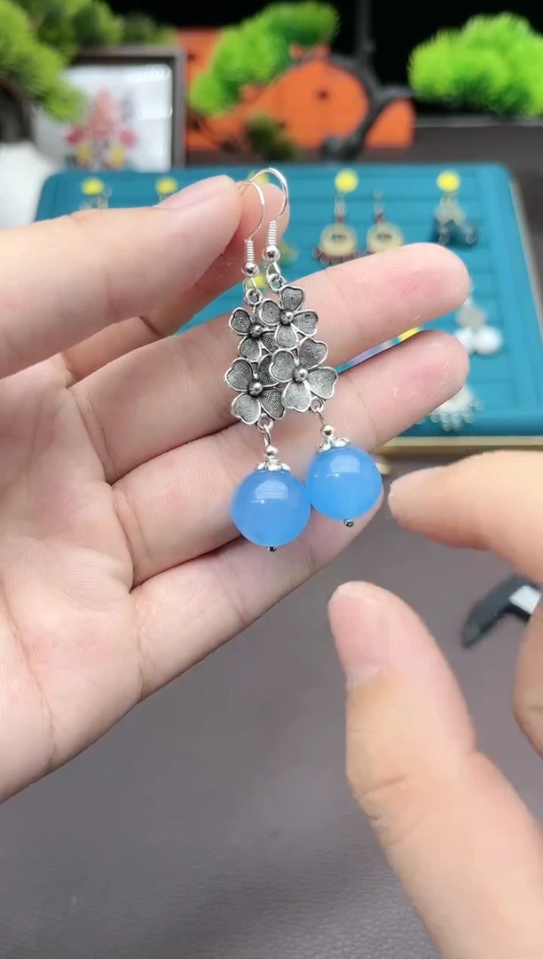 【闪购商品】玛瑙/玉髓耳钉银S925镶嵌712000