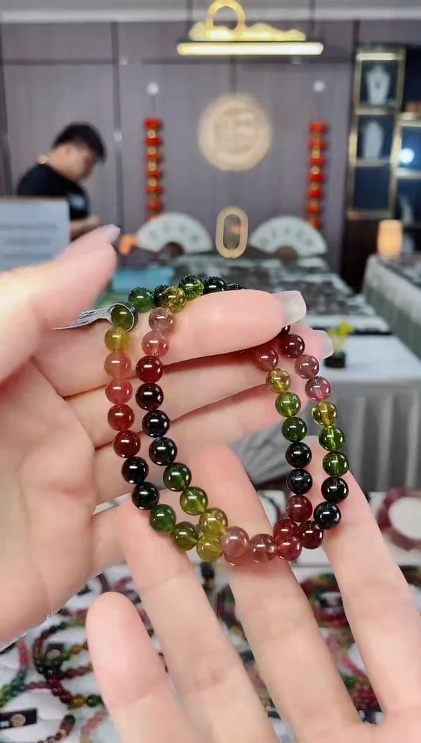 收藏级老矿碧玺单圈手串6mm+未镶嵌碧玺多样性发一条hon