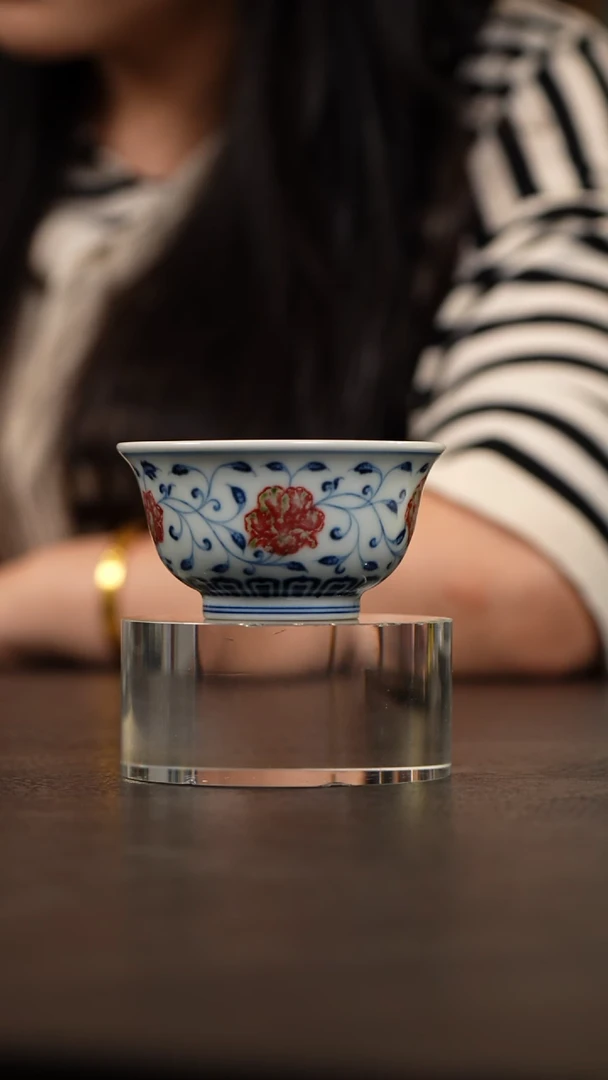 杯和然窑釉里红撇口杯