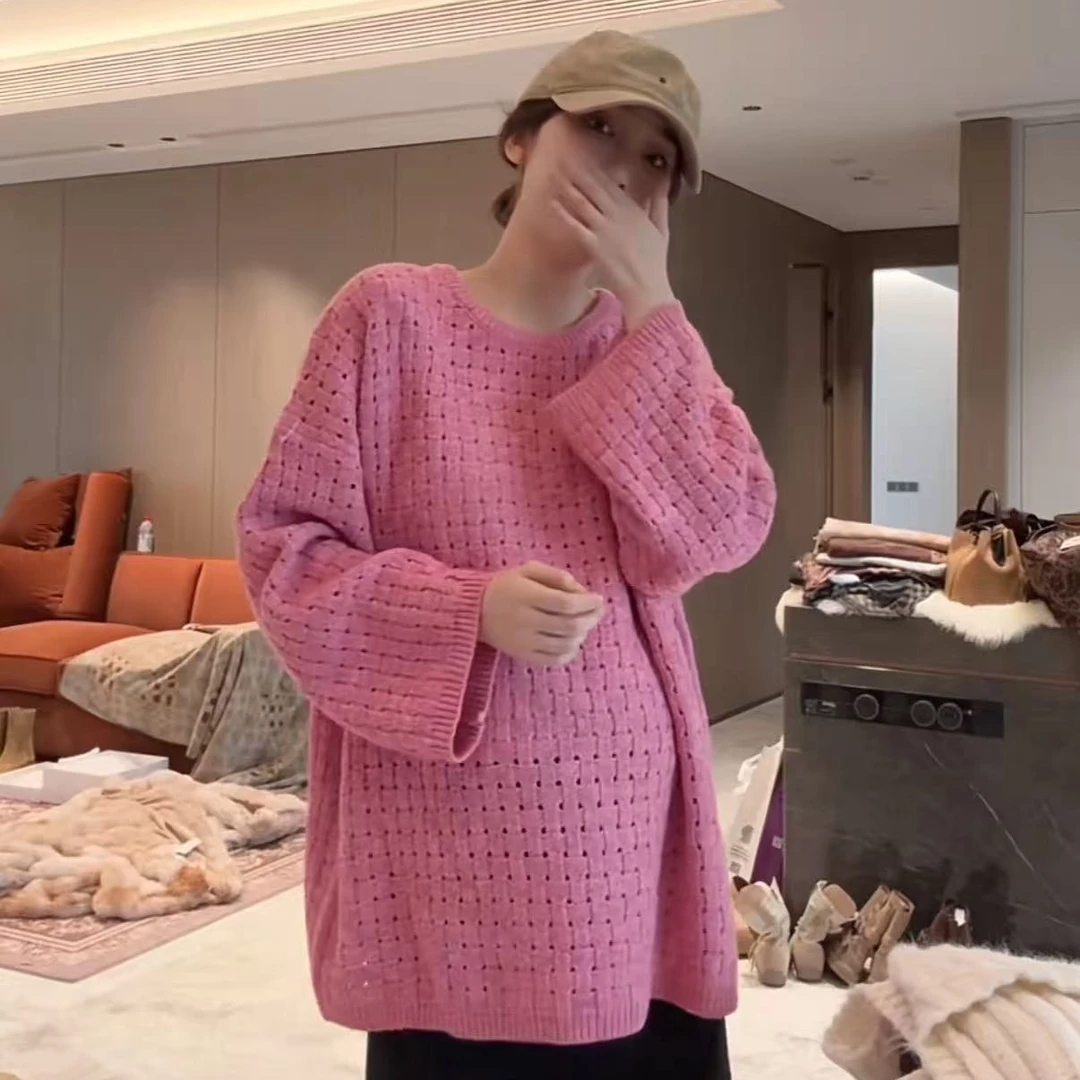 徐靖靖【圆领毛衣】韩版时尚慵懒风针织衫百搭宽松显瘦上衣2509163