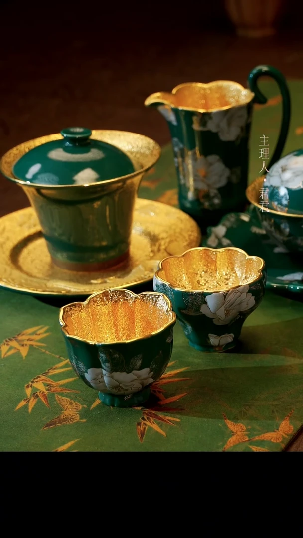 茶杯紫砂【宜景窑绿松石鎏金系列】洛神樱花