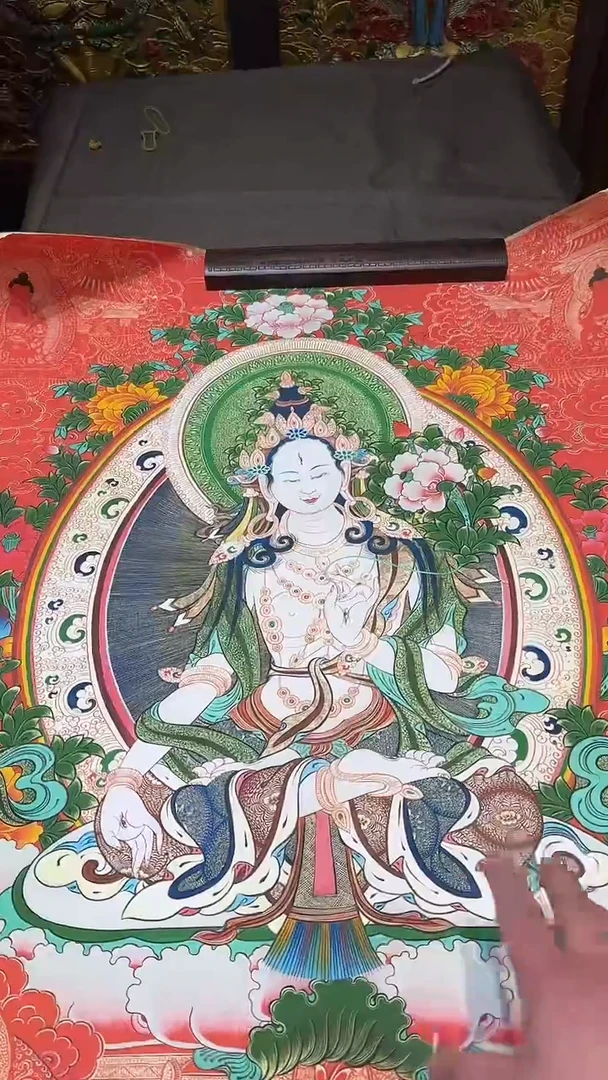 卷轴画【主播精品】高端卷轴画——唐卡AA75百度母