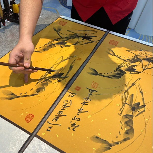 郭春雷国画作品《三星高照》93*32cm，实木卷轴装裱