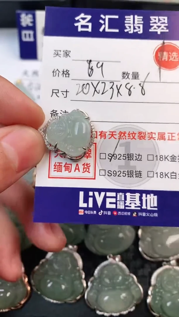 颈饰银S925镶嵌翡翠·