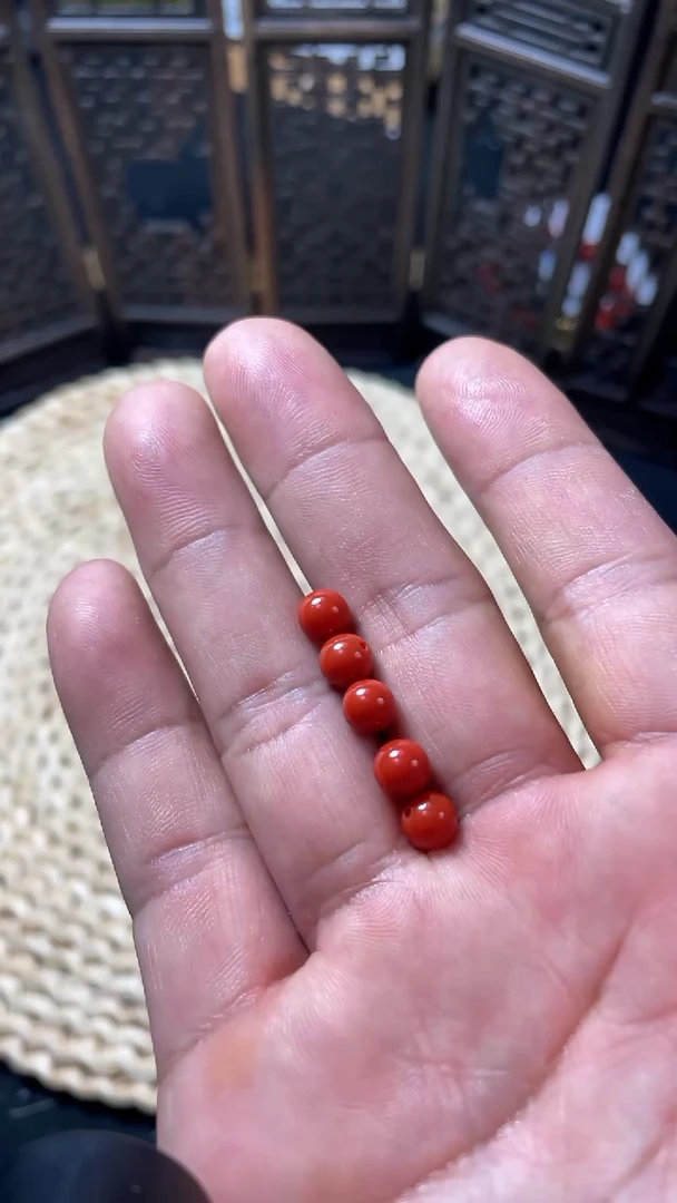 未镶嵌圆珠南红玛瑙圆珠6mm5颗