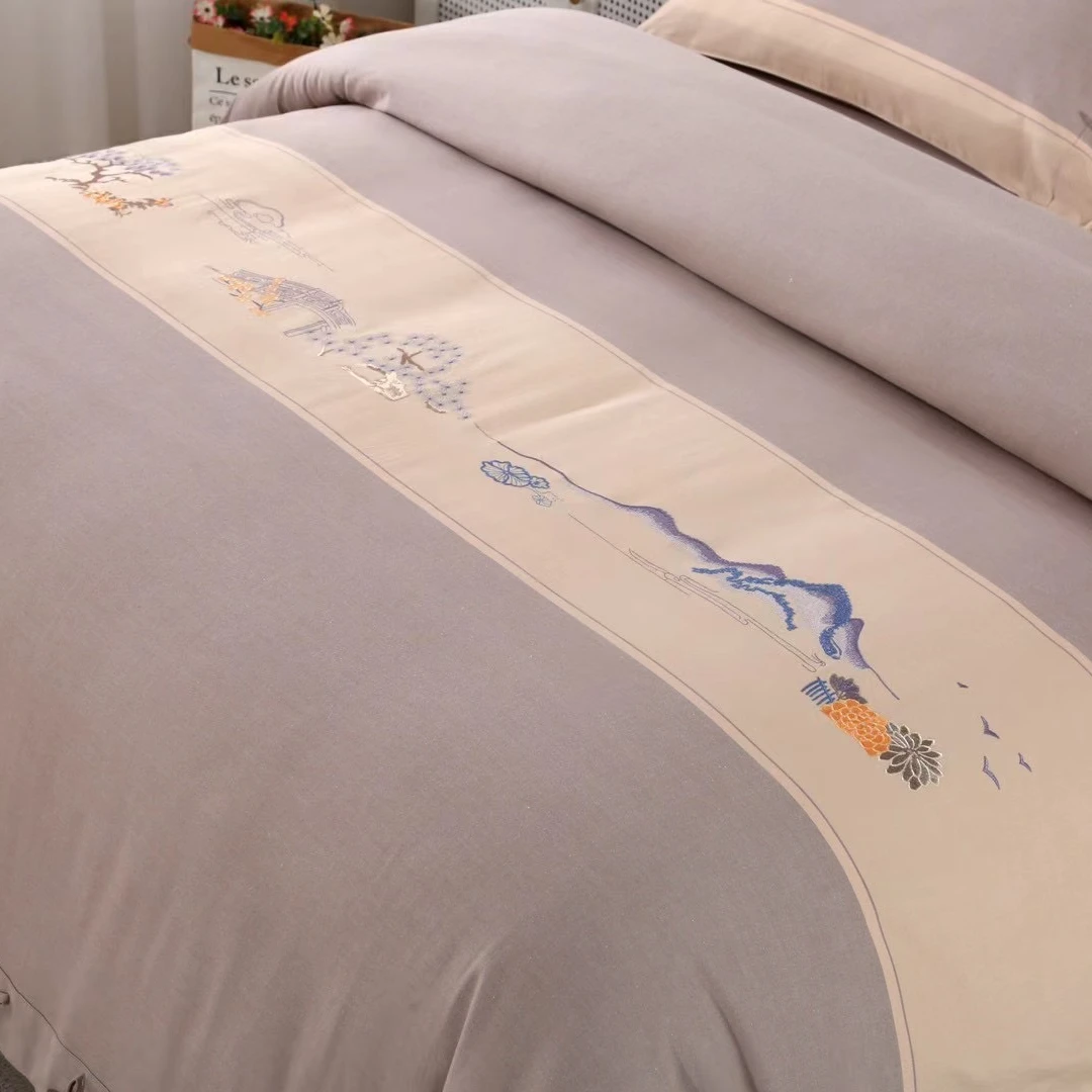 清！西畔高端刺绣粗布四件套