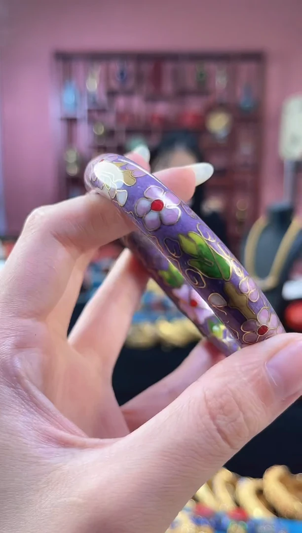 非遗 景泰蓝棍镯 60/宽版 紫色