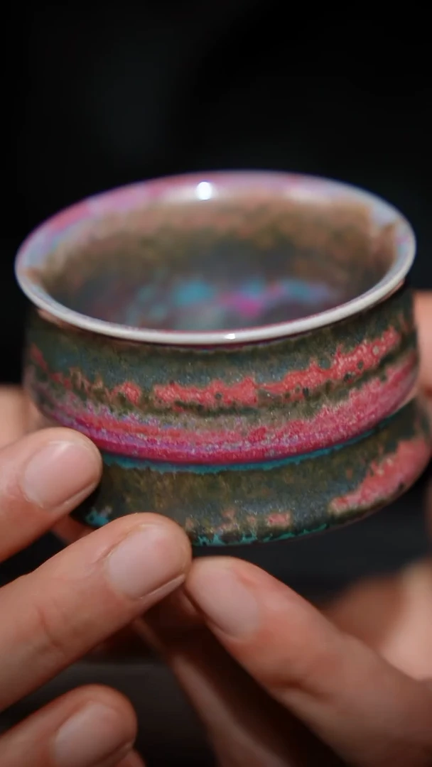 139-1竹节玄丝杯（炉钧釉）