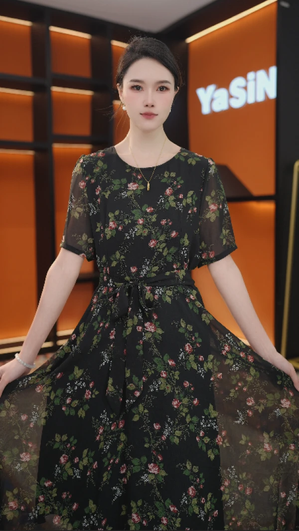 （送腰带）夏季新款LYQ251230短袖气质减龄连衣裙时尚显瘦款