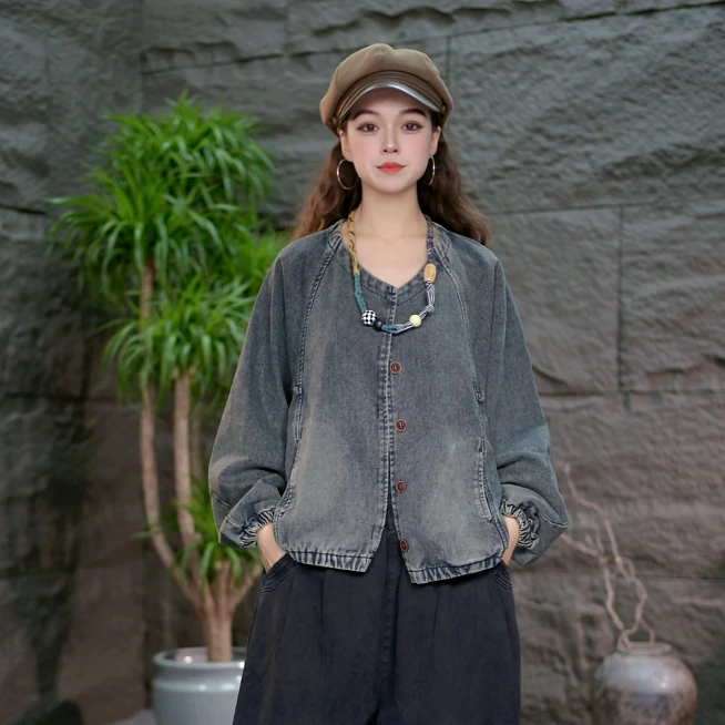 【升级款牛仔外套】复古百搭爆款短外套2025新款大码女装夹克上衣