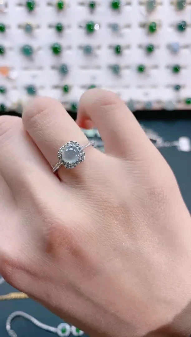 【闪购商品】翡翠戒指银S925镶嵌天然翡翠