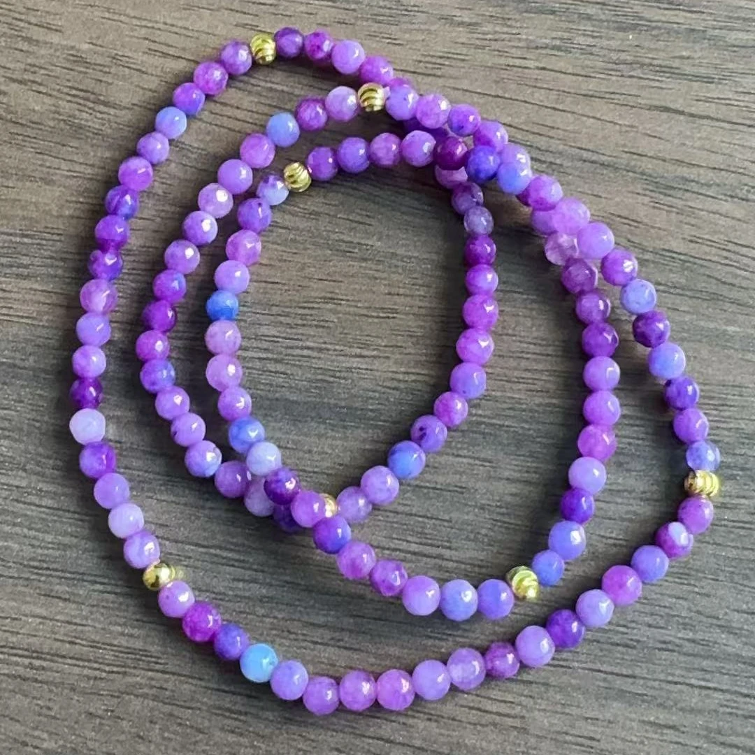 南非料-薰衣草玉化4mm绕手三圈手链经典款手串