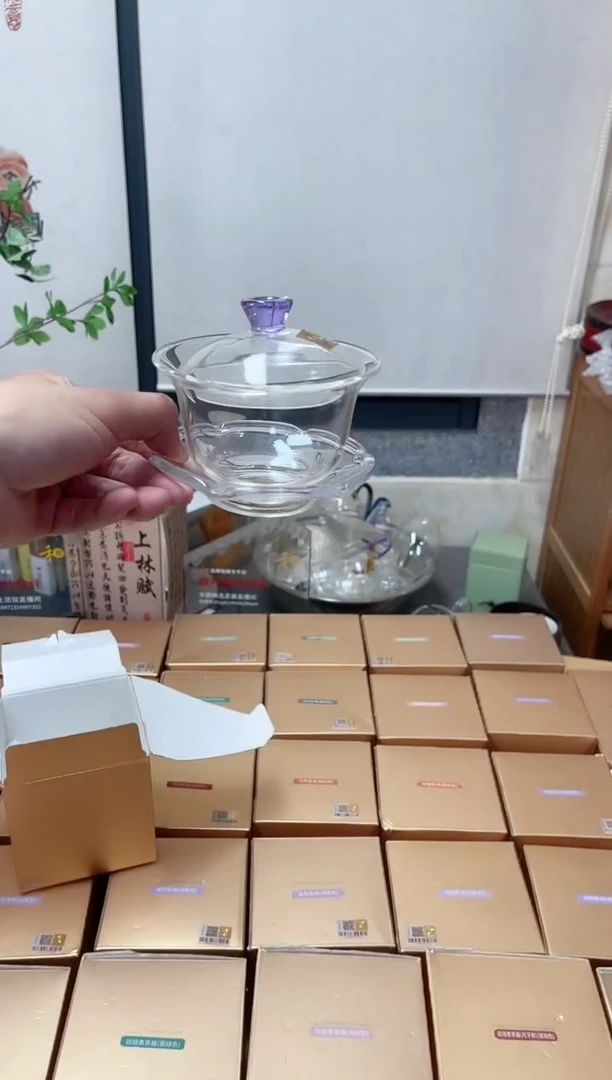 禾器/禅语盖碗/浅紫