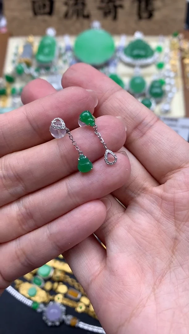 【闪购商品】翡翠耳饰18K金镶嵌257--中国好珍宝