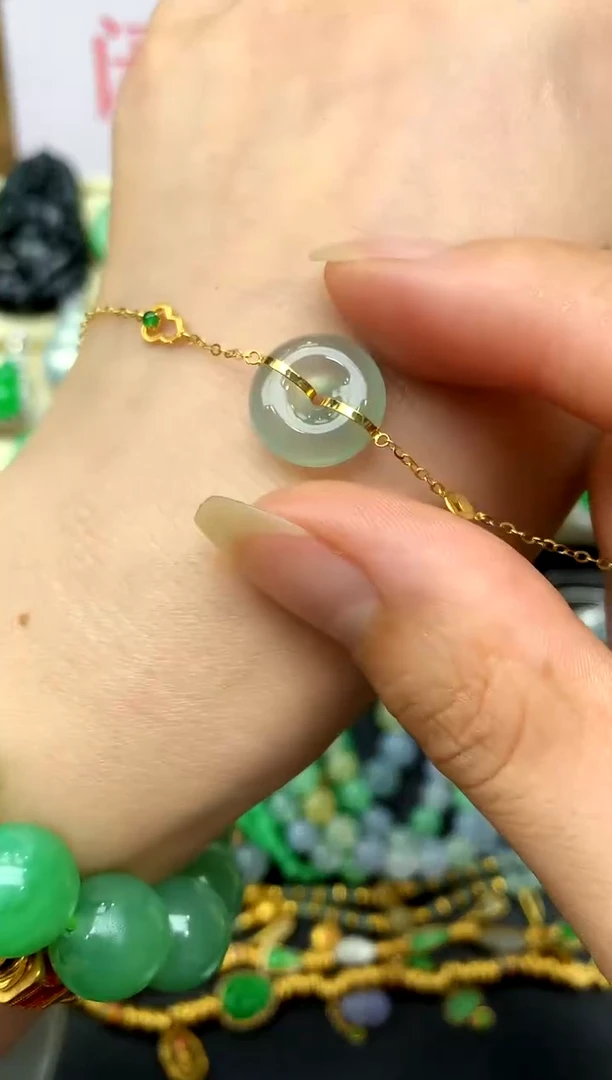 翡翠18K金镶嵌颈饰128-中国好珍宝