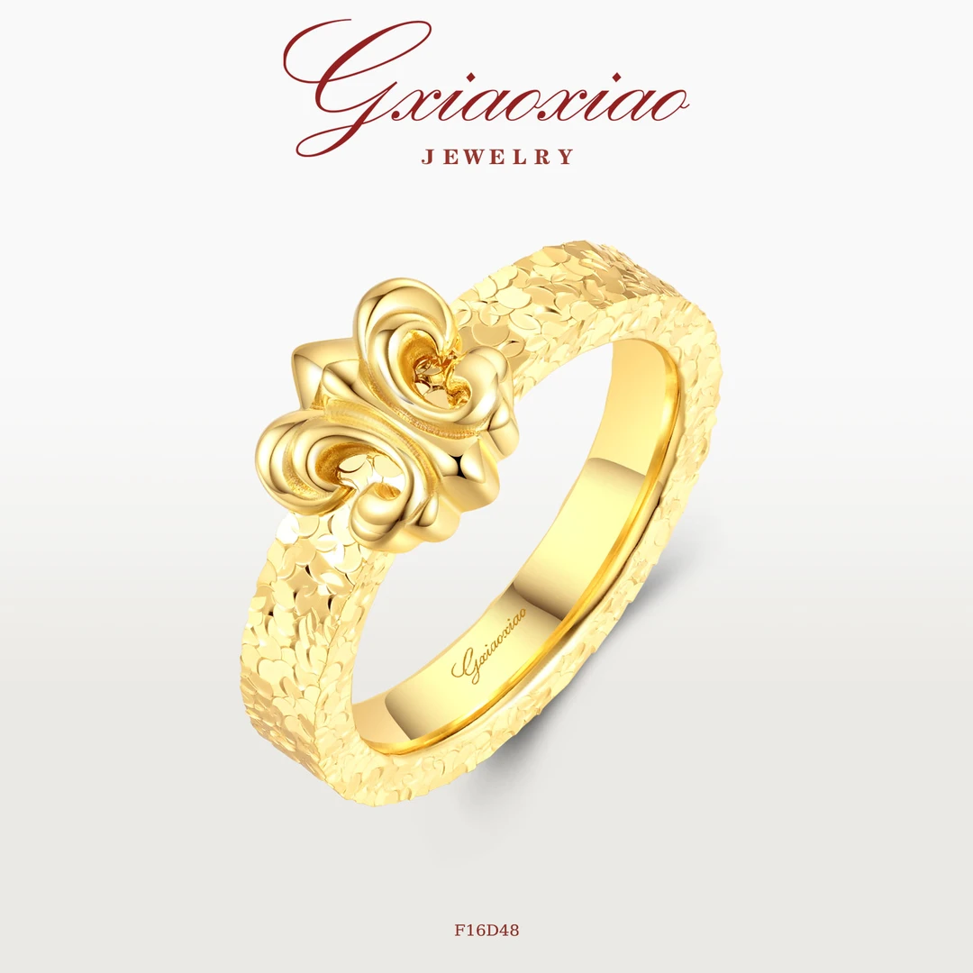 G XIAOXIAO 镀K金【碎冰冰鸢尾花】碎闪戒指 F16D104 F16D48