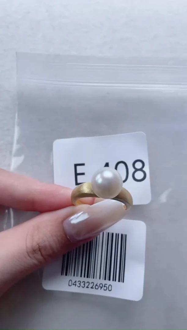 银S925镶嵌戒指海水珍珠E408