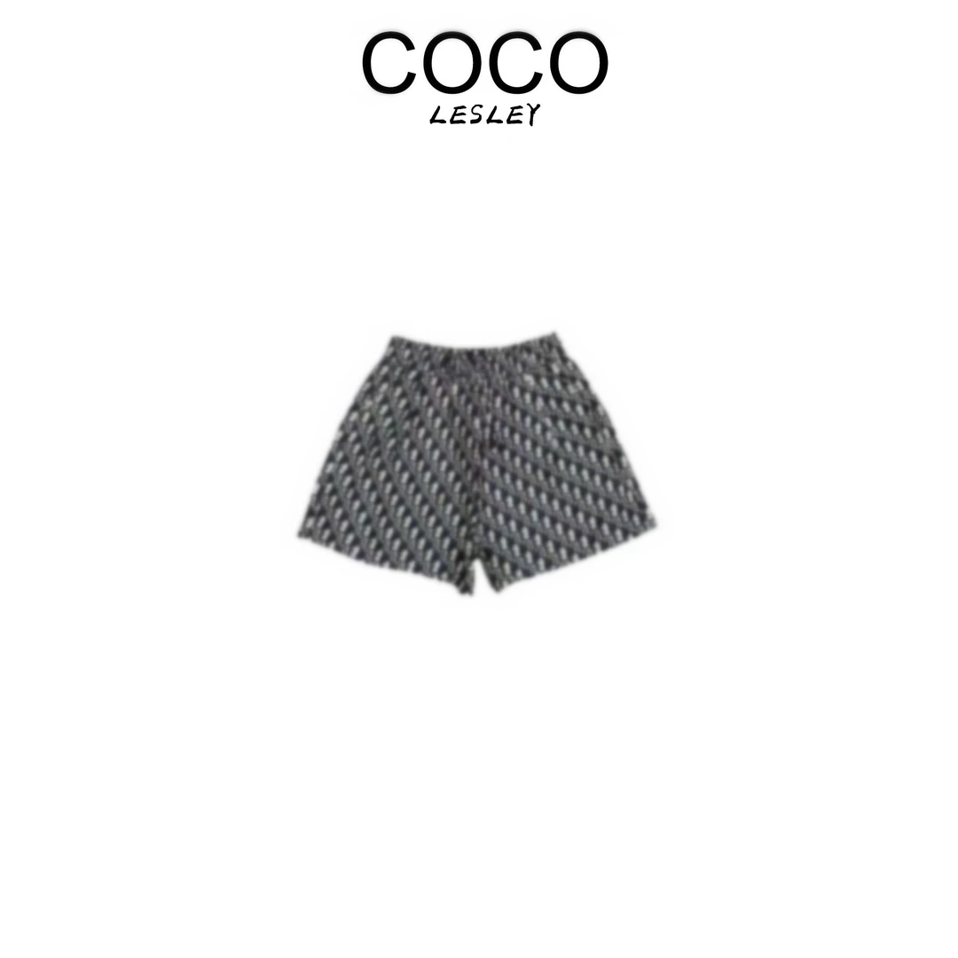【COCO LESLEY】蓝色字母短裤 2025夏季新款 宽松女士休闲百搭J0480