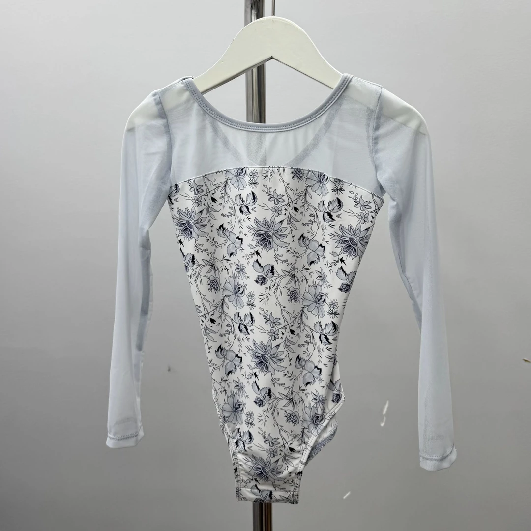 女芭蕾舞蹈长袖练功服春夏连体形体服空中瑜伽服