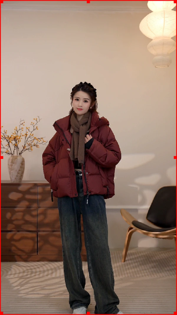 现货 韩版 时尚百搭 宽松显瘦 连帽 加厚 保暖 羽绒服 女