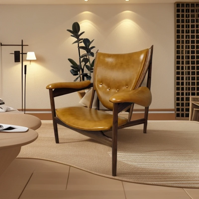 (全色2025新款)酋长椅 头层皮款 二层皮款木架北美黑胡桃或白蜡