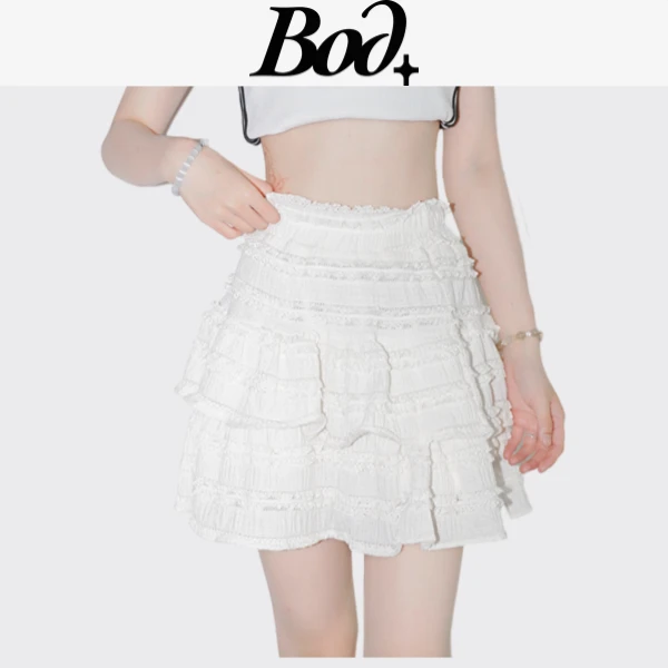 Bod+蛋糕裙上新款短裙显瘦时尚高腰夏季荷叶边百搭打底裙子