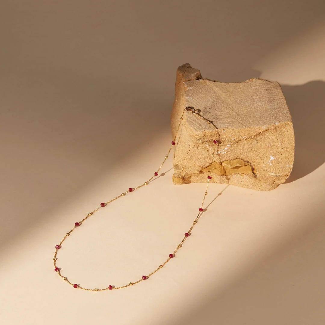 ECI【满天星系列·星漪】红宝石项链18k金红宝石锁骨链18k黄金项链