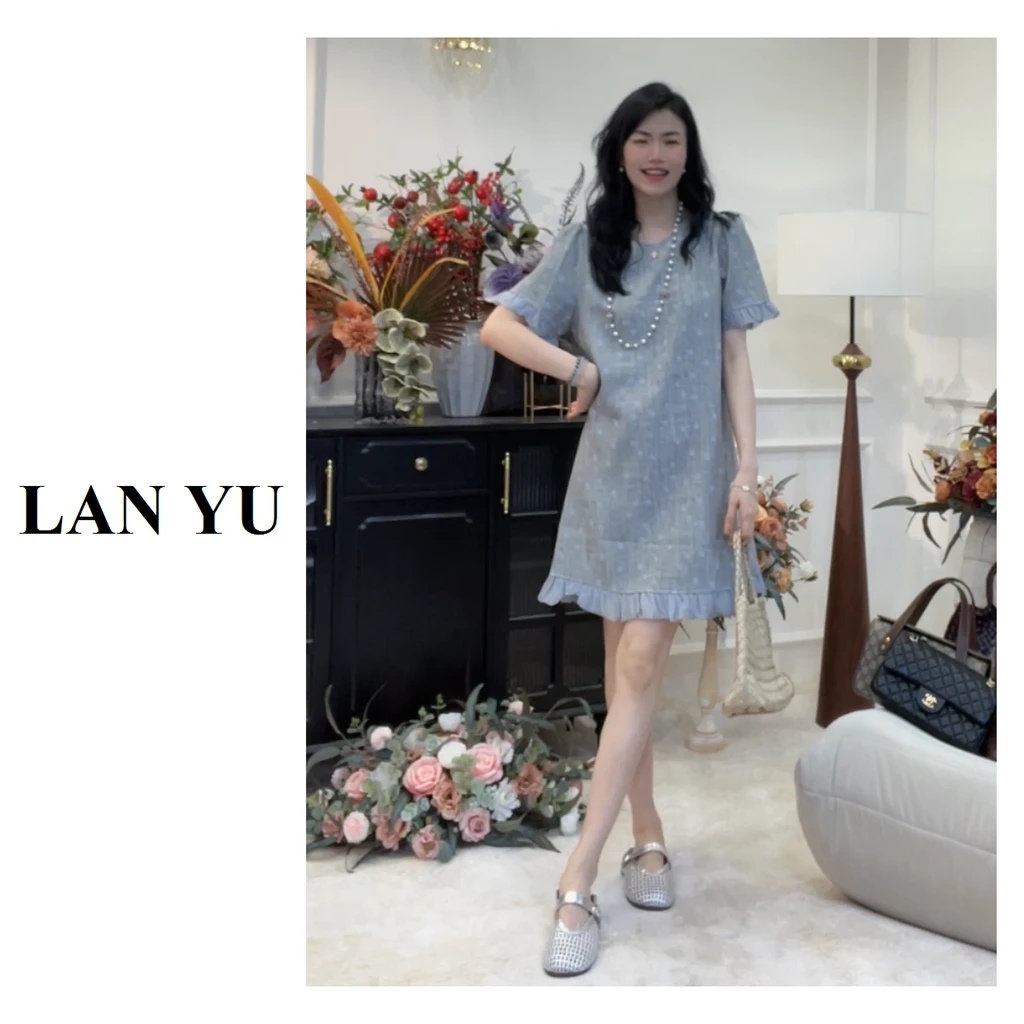 裙长90公分【啵啵松茶】夏季新款休闲泡泡袖连衣裙显瘦气质裙子LY