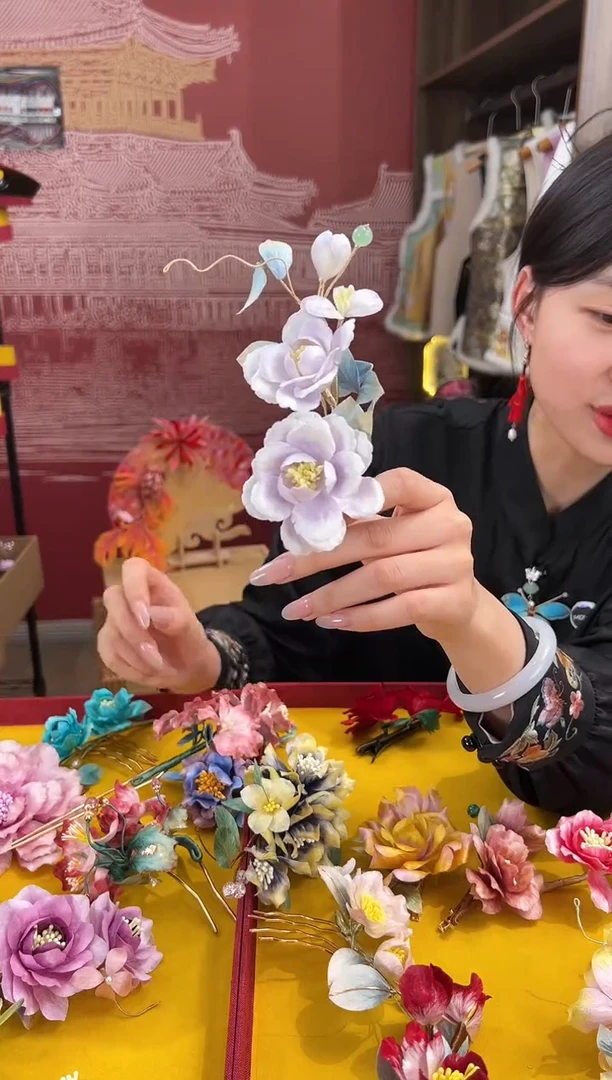 【闪购商品】刺绣非遗绒花（发饰）