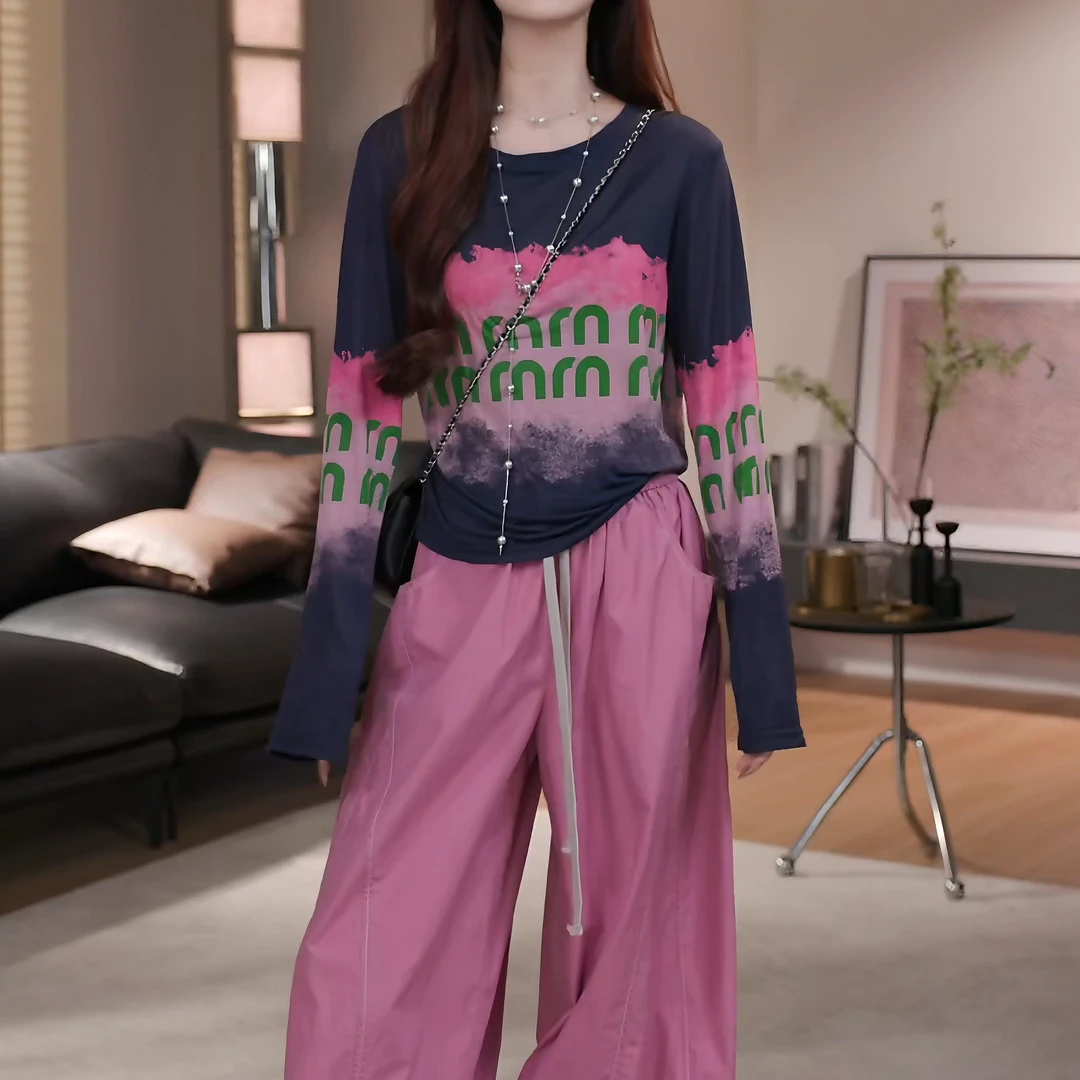 2025秋季新款宽松T恤女时尚百搭休闲洋气长袖防晒上衣LK2505433