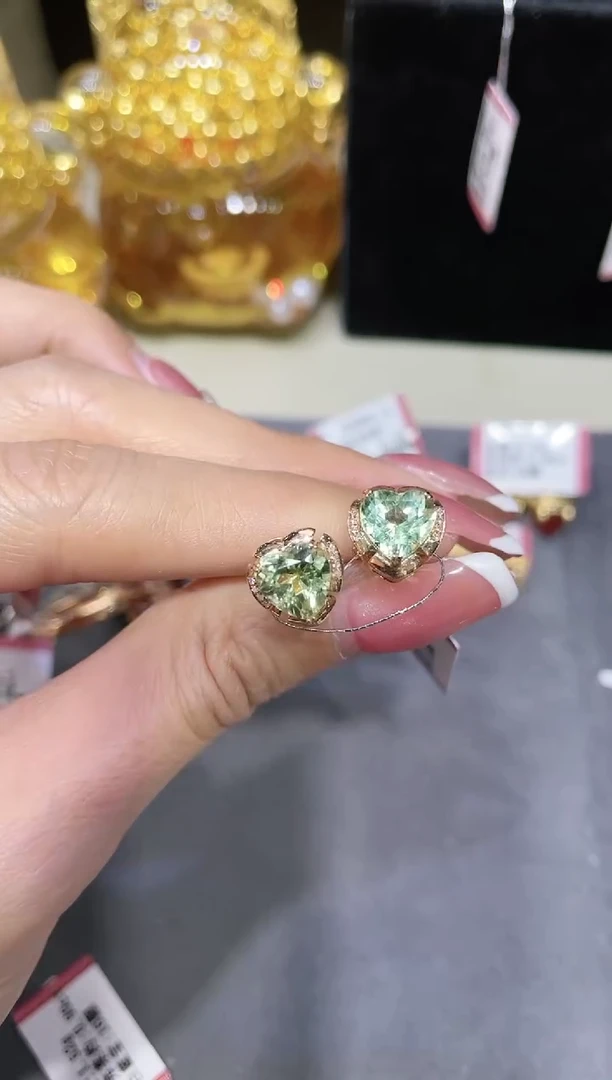 【闪购商品】碧玺耳饰18K金镶嵌·