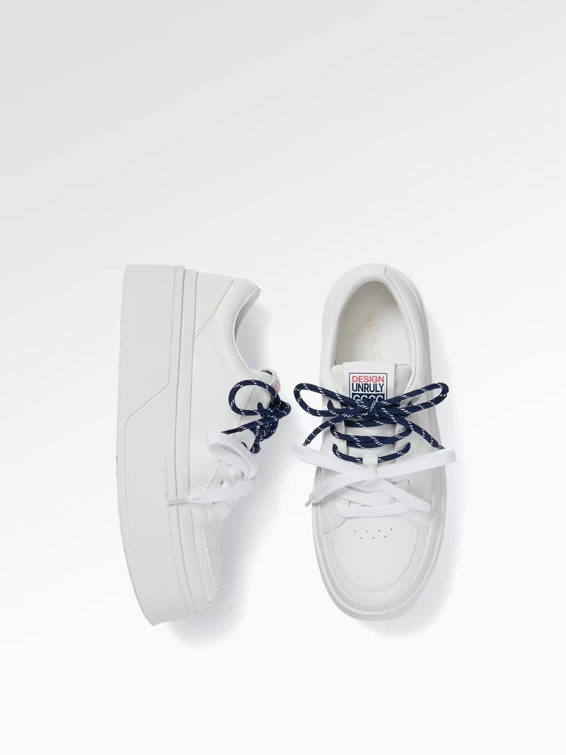 【追逐落日】GGCC2025年春季新款时尚厚底真皮百搭板鞋女系带小白鞋