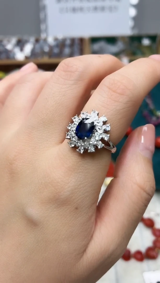 戒指蓝宝石银S925镶嵌185BJ1212产品一个（多样性）