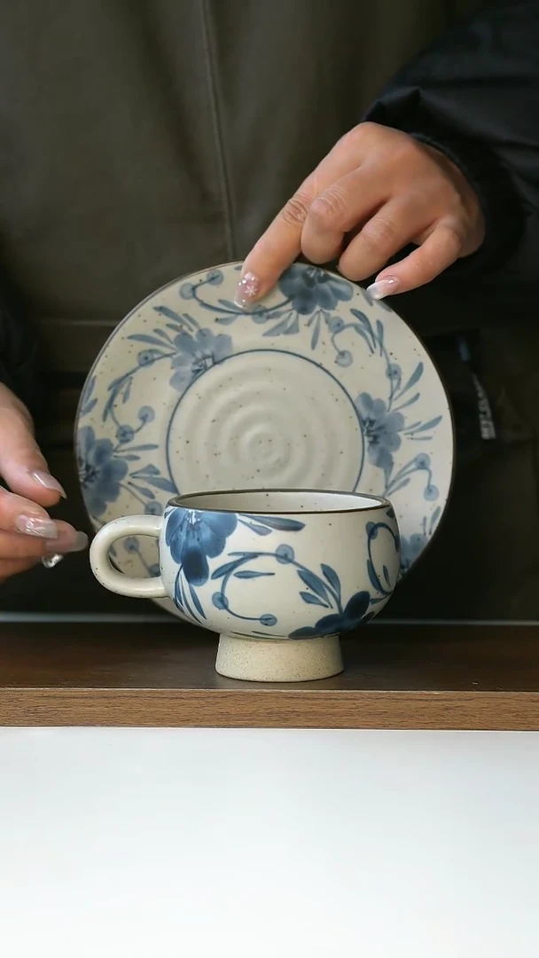 【闪购商品】陶瓷手绘七里香甜品盘+蛋杯@4-2@