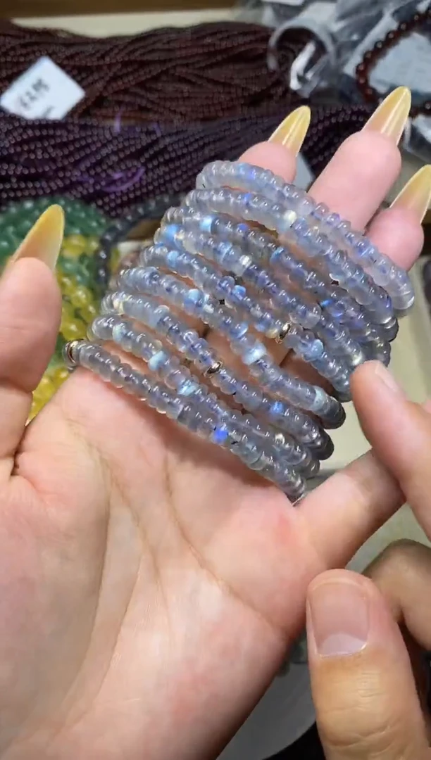 未镶嵌手串水晶灰月光算盘